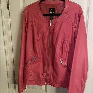 Coral Pleather Moto Jacket